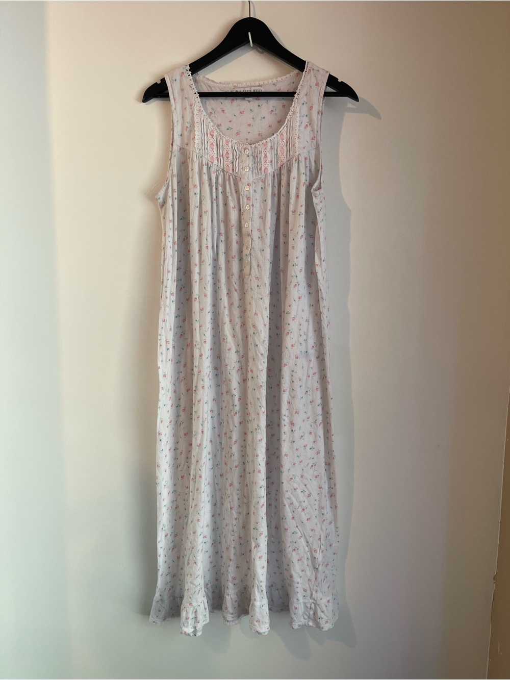 Eileen West 100% Cotton Floral Pointelle Lace Nightgown Size S